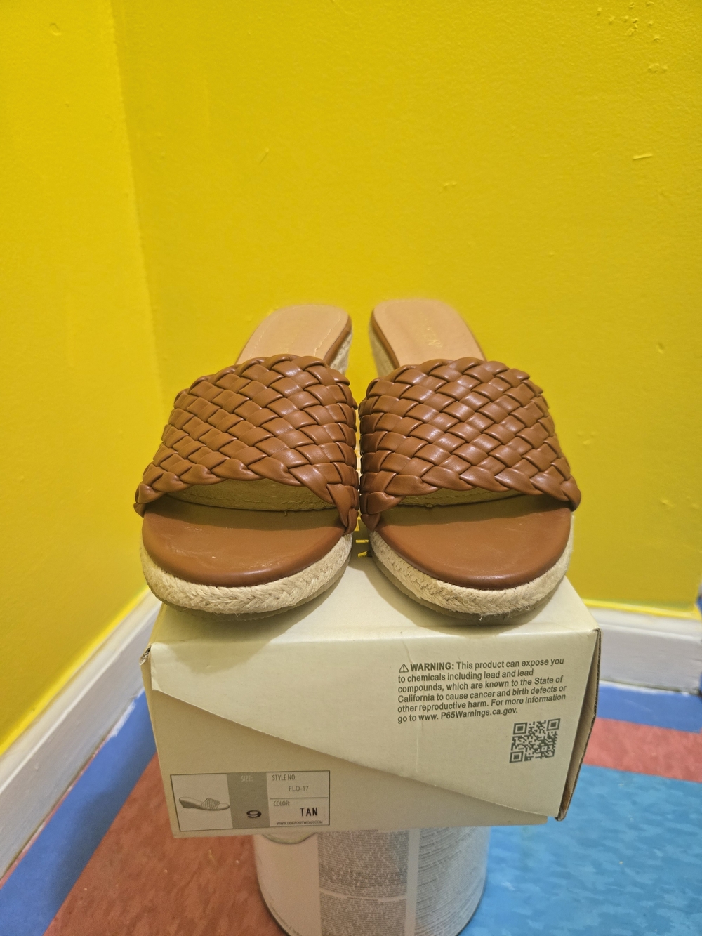 KAYLEEN By Los Angeles Tan Woven Slide Sandals